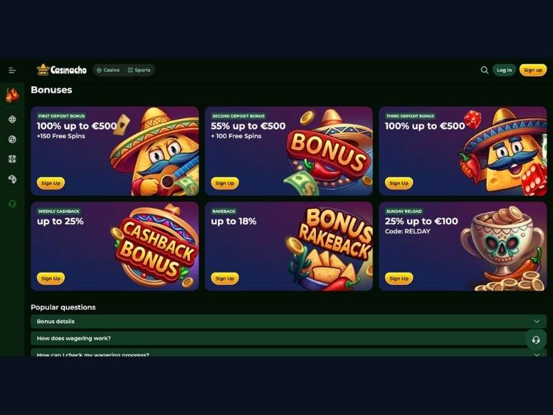 Katalog gier i Niedzielna Przeładowanie Casinacho Casino Nacho Casino