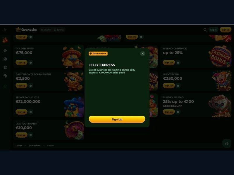 Rejestracja krok po kroku w Casinacho Casino Nacho Casino dla aktywnego gracza